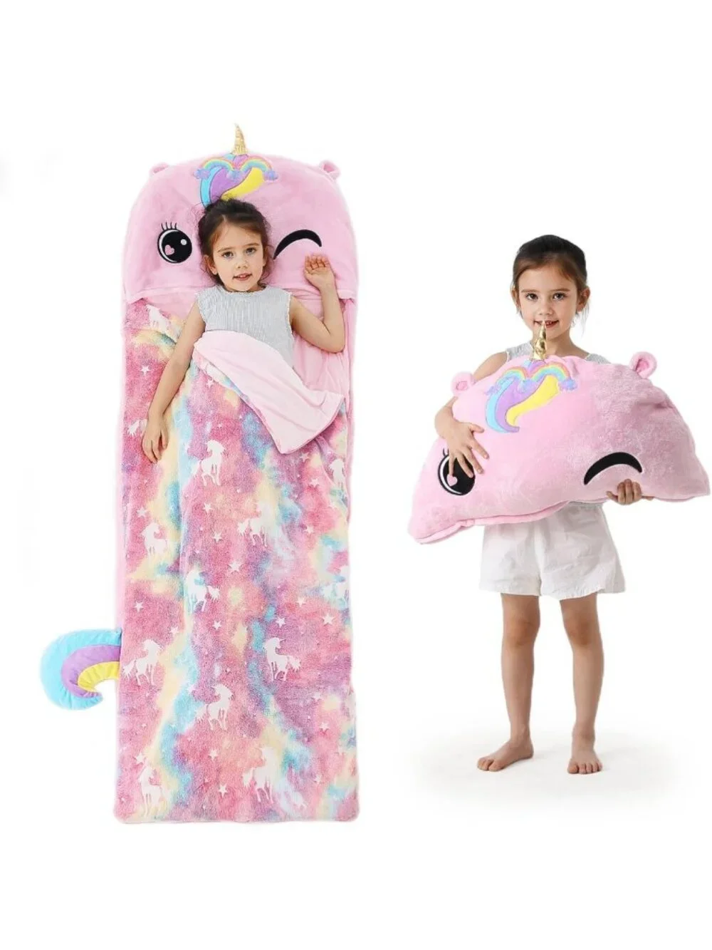 Cozy Kids Sleeping Bag & Pillow 2-in-1 | Soft Toddler Nap Mat for Travel